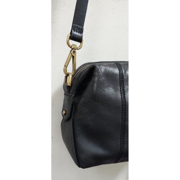 Madewell Black Leather Crossbody Bag Tassel Adjustable Strap Brass Hardware - Picture 9 of 15